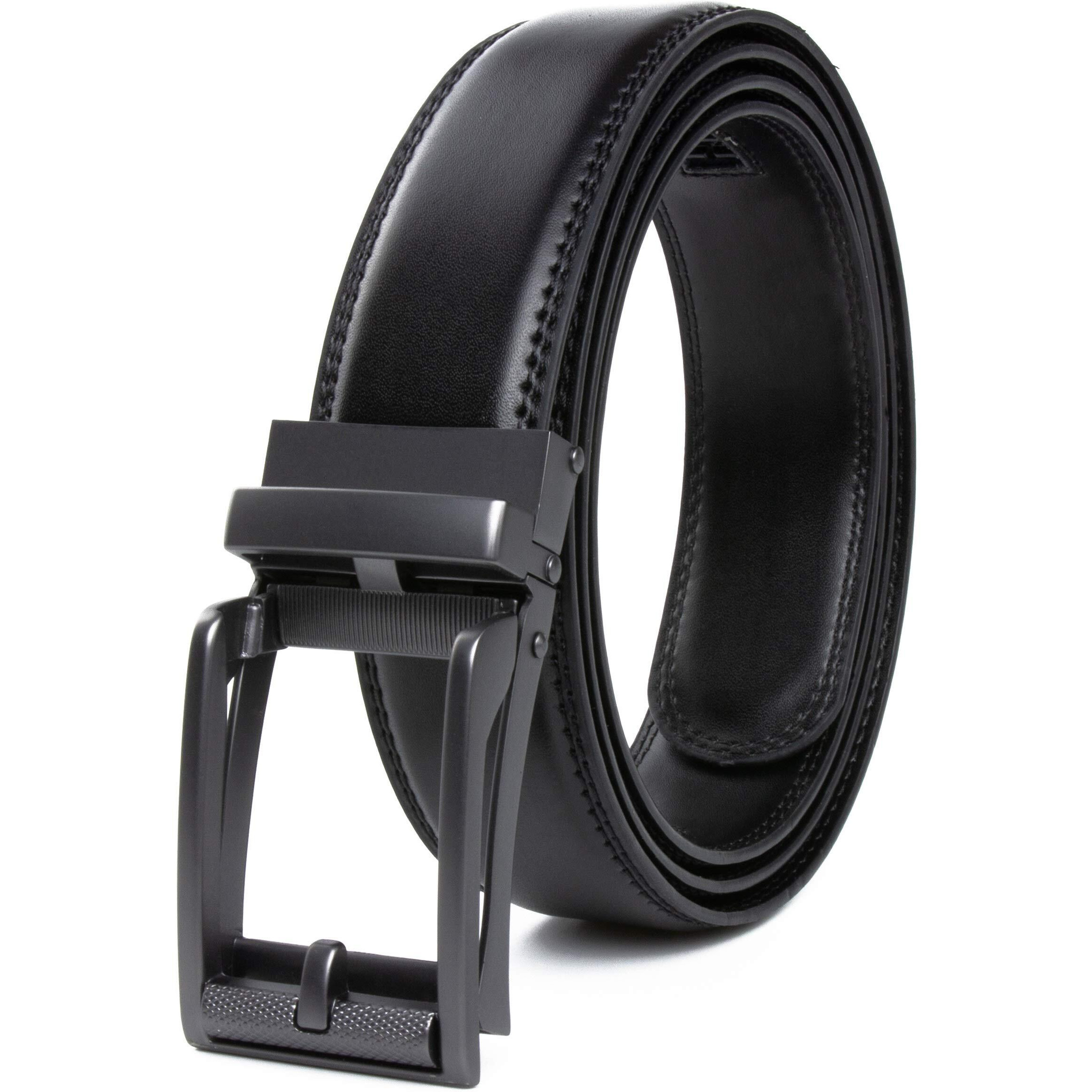 Contacts Genuine Leather Belt For Men With Easier Adjustable Autolock Buckle - Micro Adjustable Belt Fit Everywhere |Formal & Casual | Elegant Gift Box (15-Black-Xl-Waist Size Fit From 42" To 52")