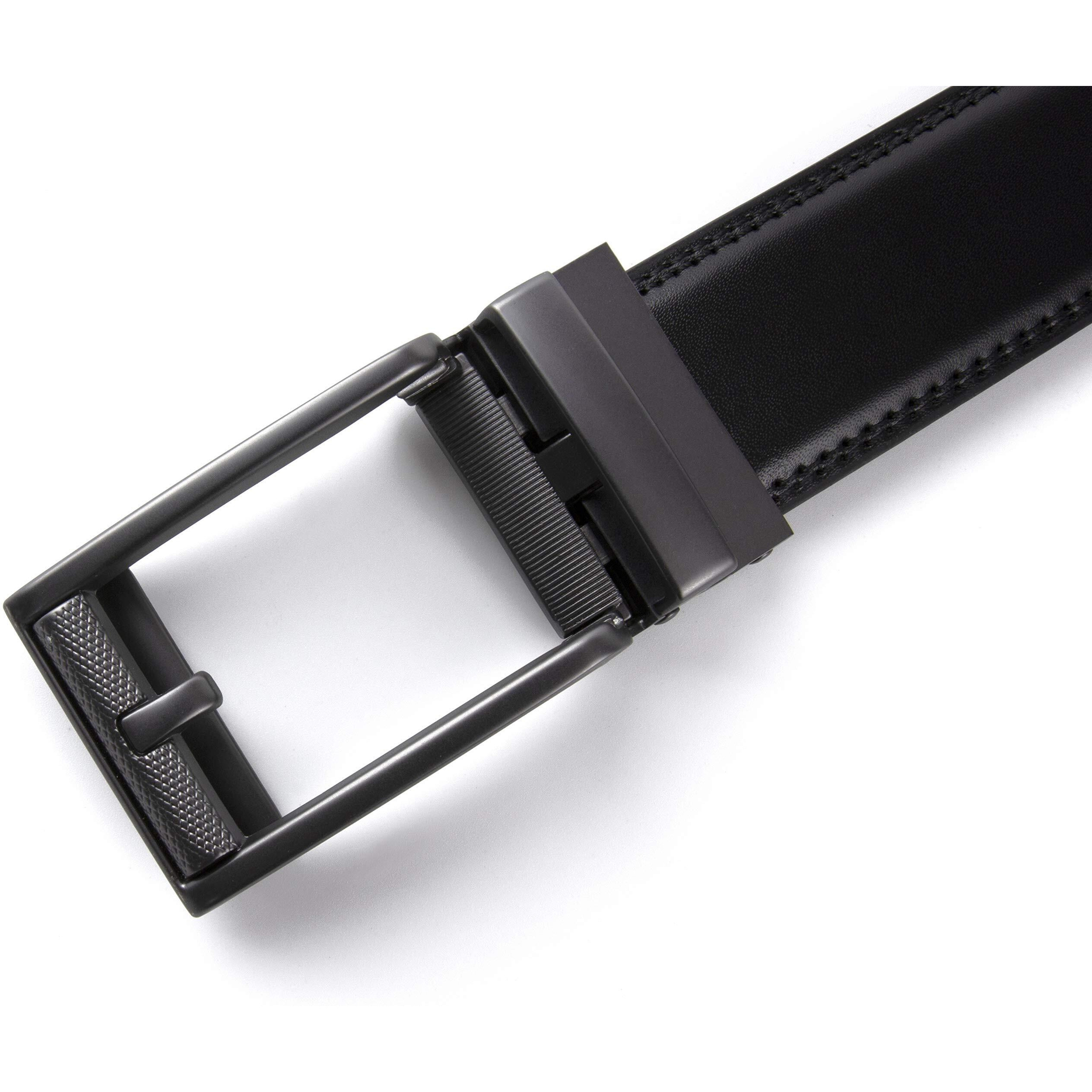 Contacts Genuine Leather Belt For Men With Easier Adjustable Autolock Buckle - Micro Adjustable Belt Fit Everywhere |Formal & Casual | Elegant Gift Box (15-Black-Xl-Waist Size Fit From 42" To 52")