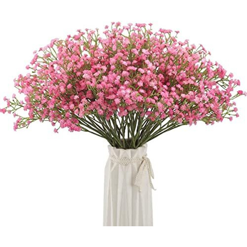 Satyam Kraft 5 Pcs Babys Breath Flowers Artificial Gypsophila Bouquets, Home Decor, Bedroom, Garden, Balcony, Living Room, Wedding, Valentines Day Decoration(Without Vase)(15 Cm X 36Cm)(Pink)