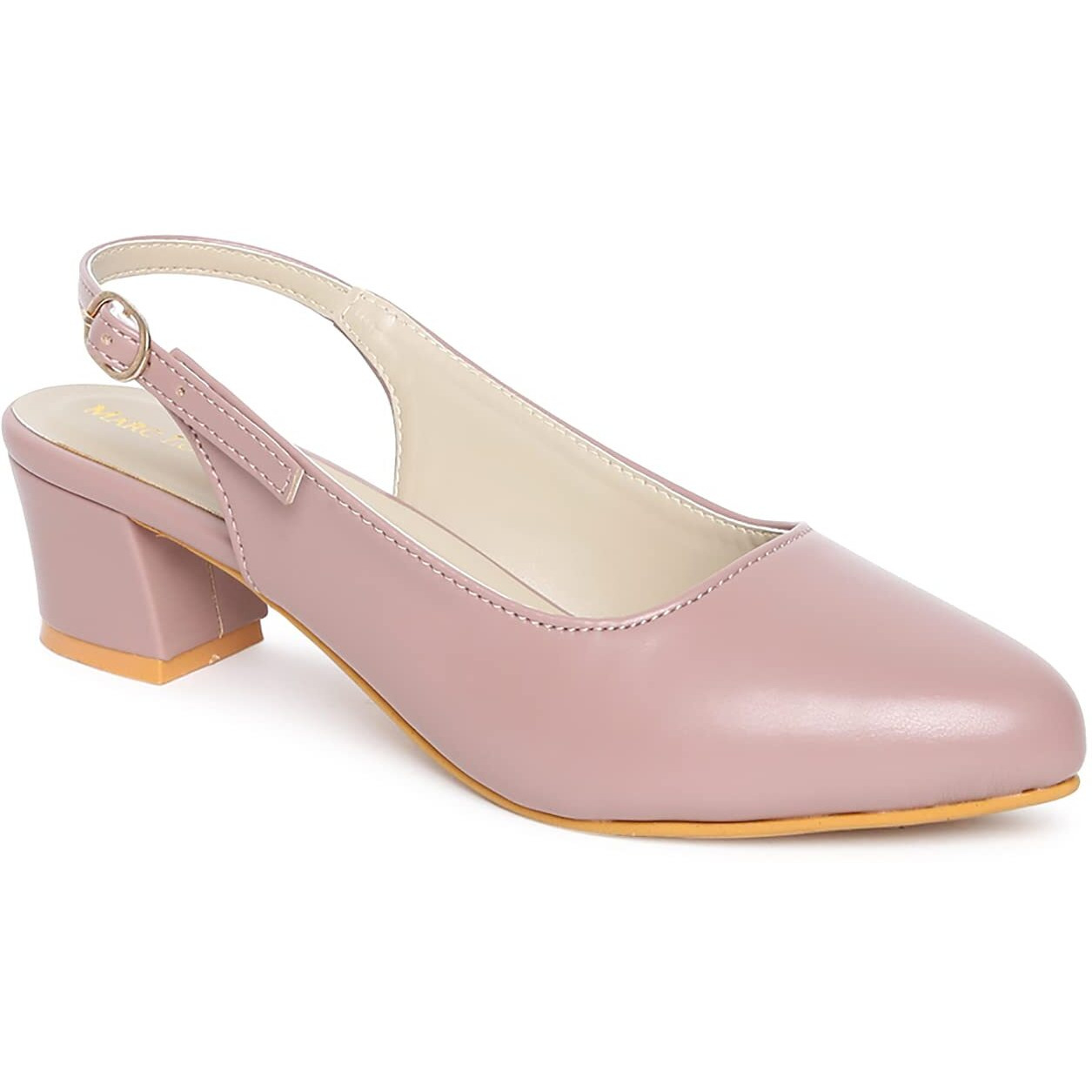 Marc Loire Women's Block Heel Pumps With Adjustable Ankle Strap, Nude, 7 Uk