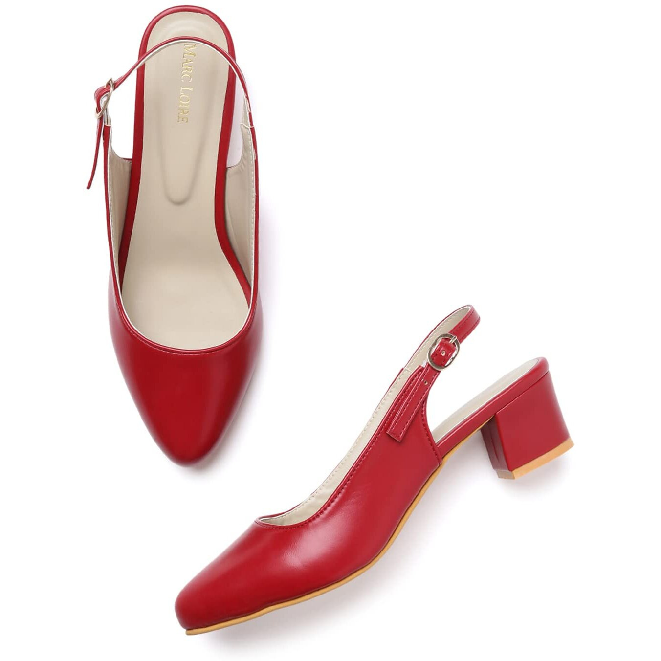 Marc Loire Comfortable Block Heel Sandals For Womens & Girls (Red, Numeric_6)