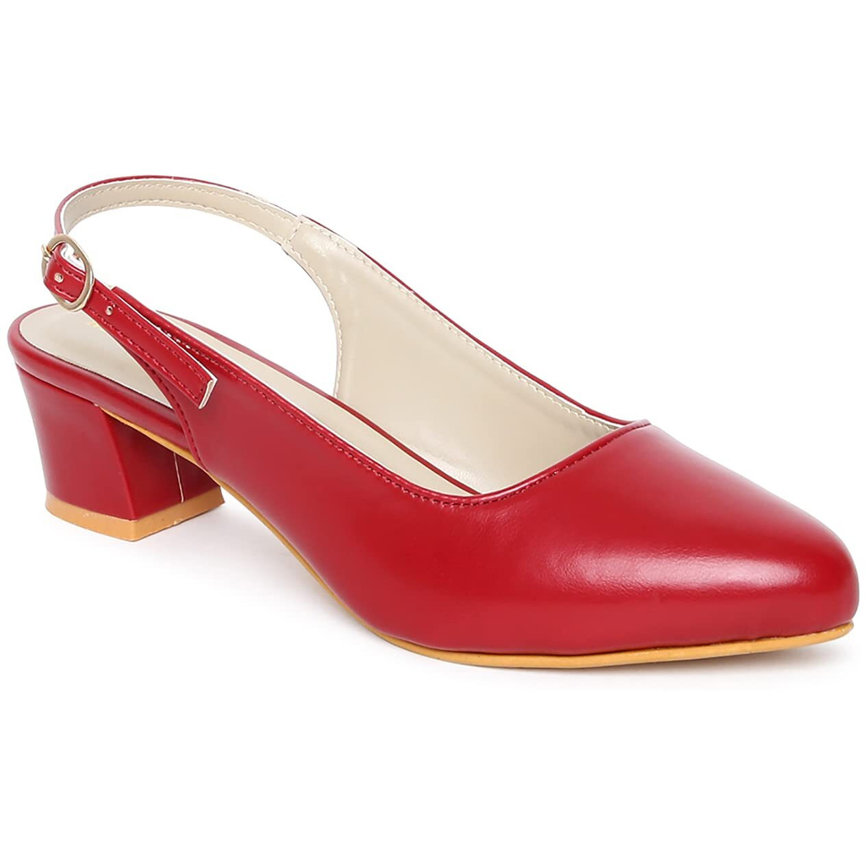 Marc Loire Comfortable Block Heel Sandals For Womens & Girls (Red, Numeric_6)