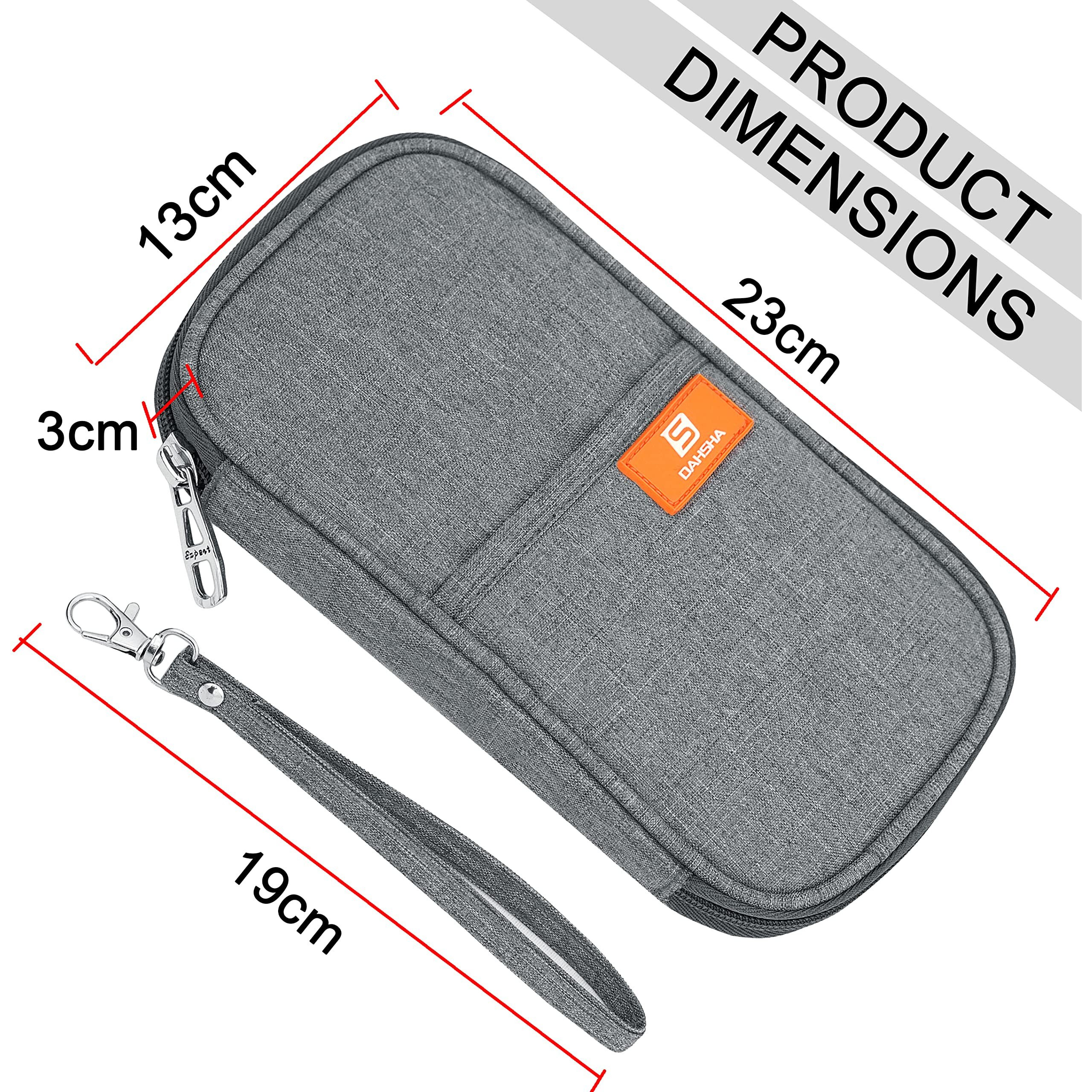 Dahsha 2 Pack Travel Family Passport Holder Card Holder Wallet Travel Accessories Document Organizer, Passport Cover, With Removable Hand Strap For Men And Women (Grey, 13 X 3 X 23 Cm)