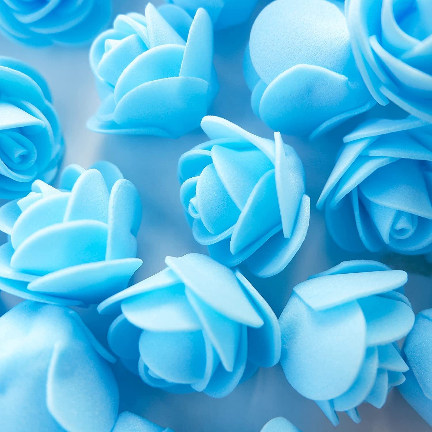 Satyam Kraft 50 Pcs Artificial Rose Foam Head Flowers For Home Decor, Wedding Decorations, Pooja, Floating Bouquets, And Craft  Ideal For Table, Mandir, Diy Gifts, Backdrop, And Festivals(Sky)