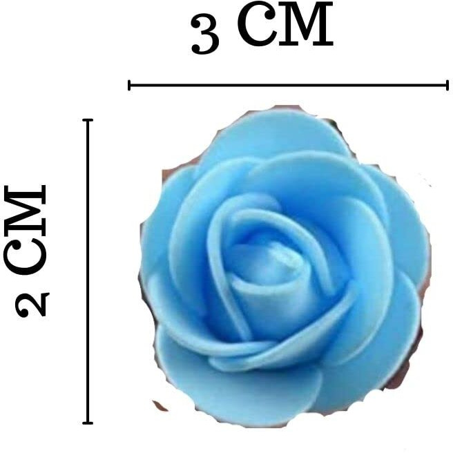 Satyam Kraft 50 Pcs Artificial Rose Foam Head Flowers For Home Decor, Wedding Decorations, Pooja, Floating Bouquets, And Craft  Ideal For Table, Mandir, Diy Gifts, Backdrop, And Festivals(Sky)