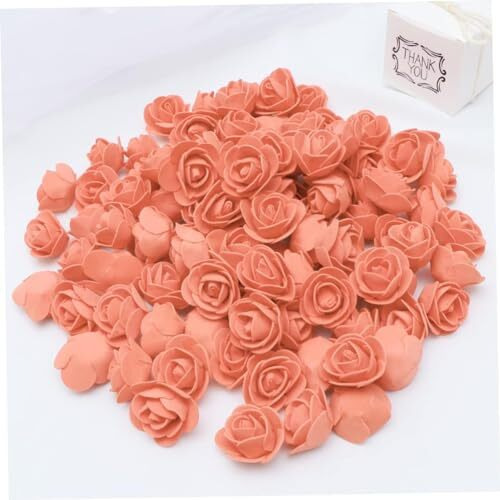 Satyam Kraft 50 Pcs Artificial Rose Foam Head Flowers For Home Decor, Wedding Decorations, Pooja, Floating Bouquets, And Craft  Ideal For Table, Mandir, Gifts And Festivals And Diy Craft (Peach)