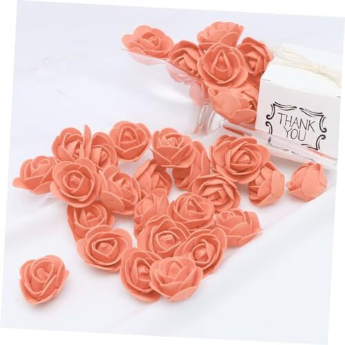 Satyam Kraft 50 Pcs Artificial Rose Foam Head Flowers For Home Decor, Wedding Decorations, Pooja, Floating Bouquets, And Craft  Ideal For Table, Mandir, Gifts And Festivals And Diy Craft (Peach)