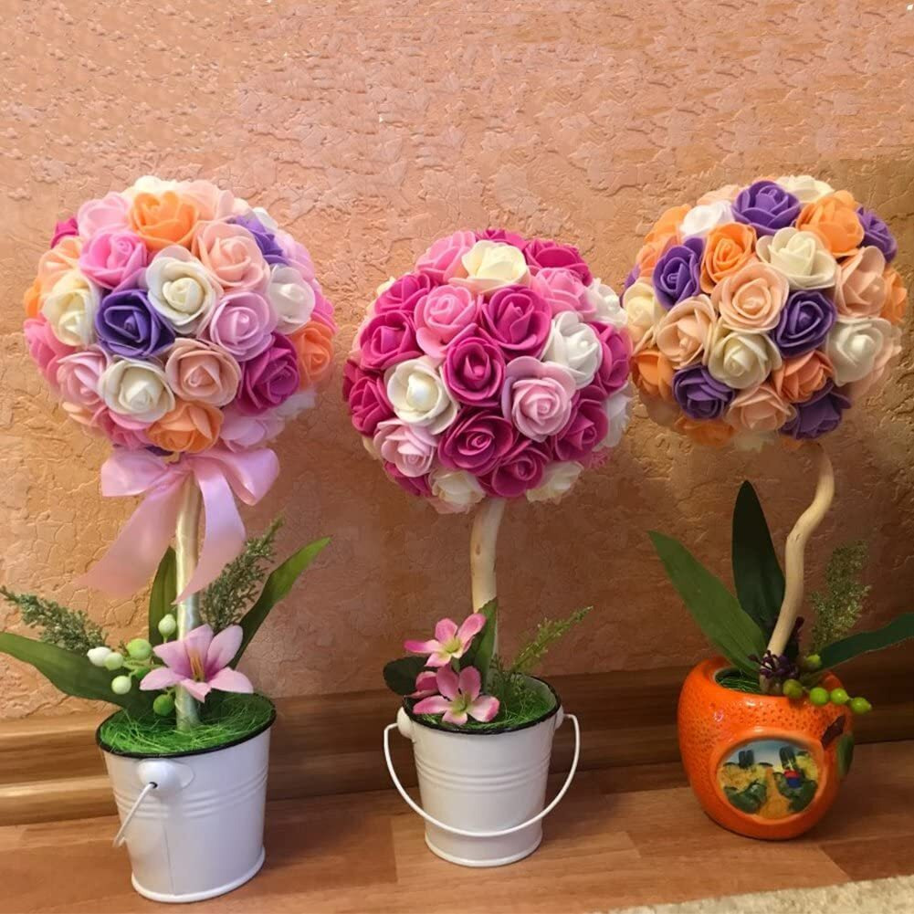 Satyam Kraft 50 Pcs Artificial Rose Foam Head Flowers For Home Decor, Wedding, Pooja, Floating Bouquets, And Craft  Ideal For Table, Mandir, Gifts, Backdrop, And Festival Decorations(Multi)