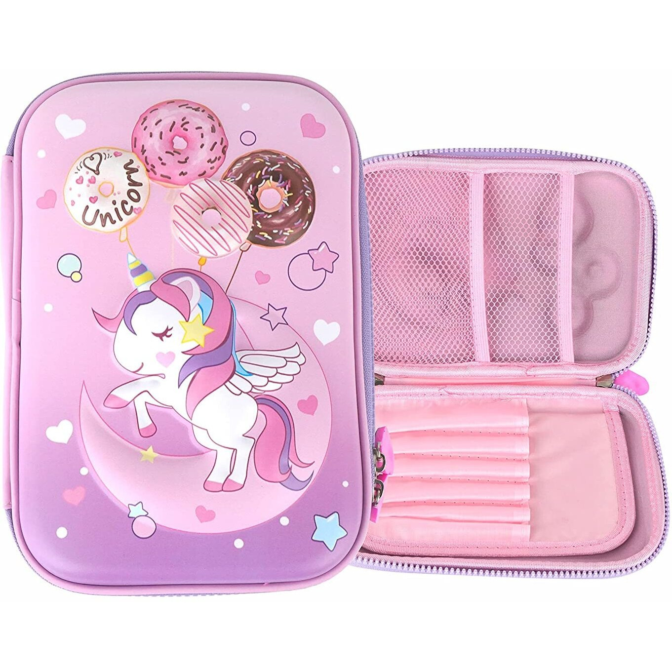 Prime Deals New Hardtop Eva Pencil Case With 3D Cover School Supply For Students, Stationery Box, Pencil Box New Pencil Case Organizer Pen Holder Pouch Multipurpose For Boys & Girls - Canvas, Pink