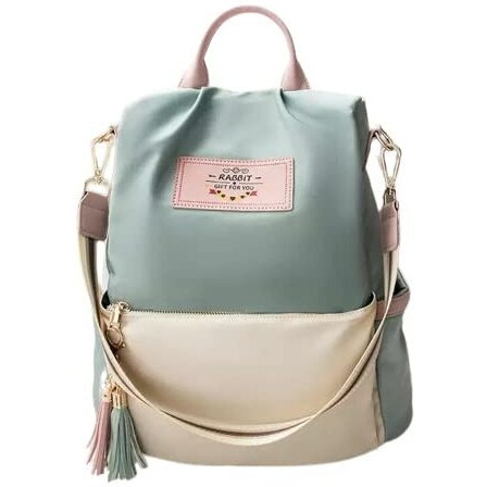 Banqlyn Lightweight Women's Backpack,3 In 1 Waterproof Nylon Anti-Theft Shoulder Bag, Double Zipper Ladies Rucksack Handbags Daypack With Tassel Travel Bag School Bags (Green) (Standard)