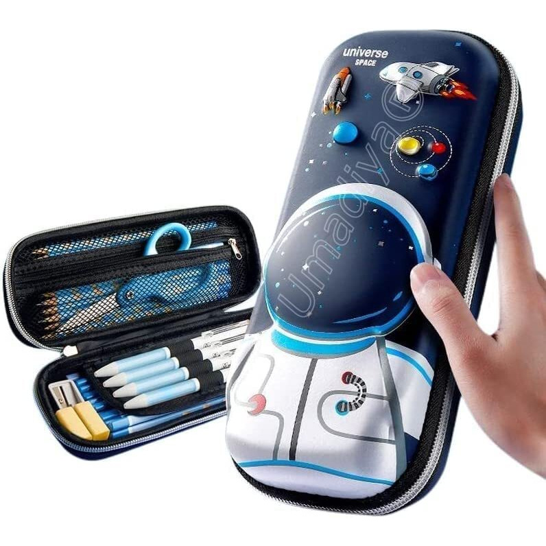 Umadiya 3D Cover Eva Space Astronaut Theme Pencil Case Large Capacity Pencil Pouch Bag Compass School Pouch Organizer For Students Kids Stylish Pen Holder Pouch Stationery Box - Canvas, Multicolor