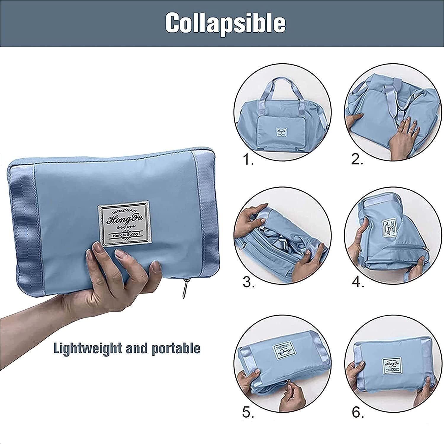 Jd Fresh 1 Layer Nylon Vanity Travelling Bag For Women/Convertible Travel Luggage/Duffle Bags/Foldable-Expandable Handbags/Waterproof Travel Companion(Blue Haze)