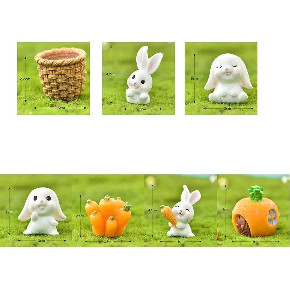 Satyam Kraft 1 Set (6 Pieces) Rabbit Miniature Figurines | Decorative Showpiece For Home, Bedroom, Living Room,Table, Car Dashboard| Unique Gift For Girls & Festive Decor (Multicolor)