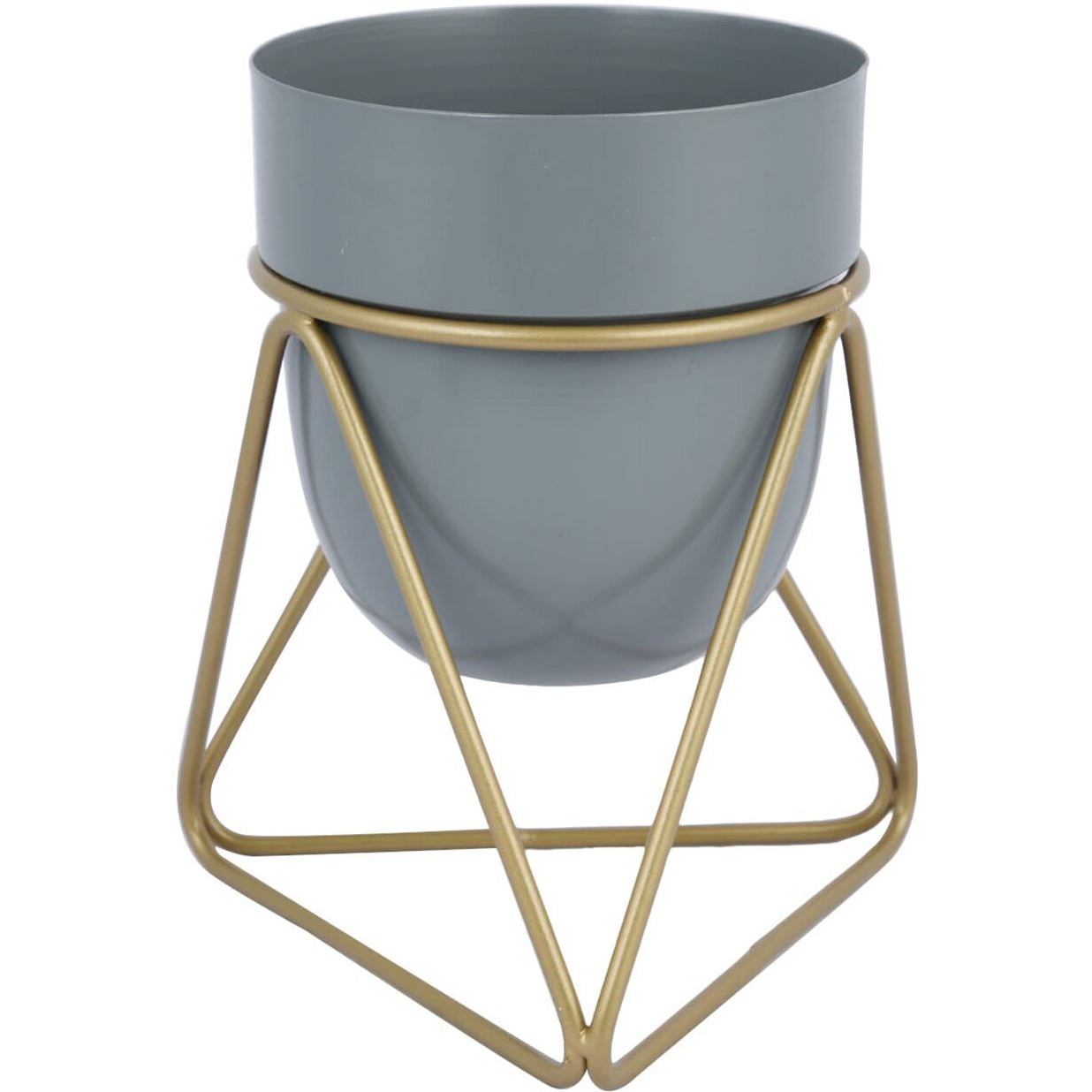 Metal Flower Planter Pot Vase With Stand For Home Dcor Living Room Balcony Tabletop Indoor Outdoor, Pack Of 1