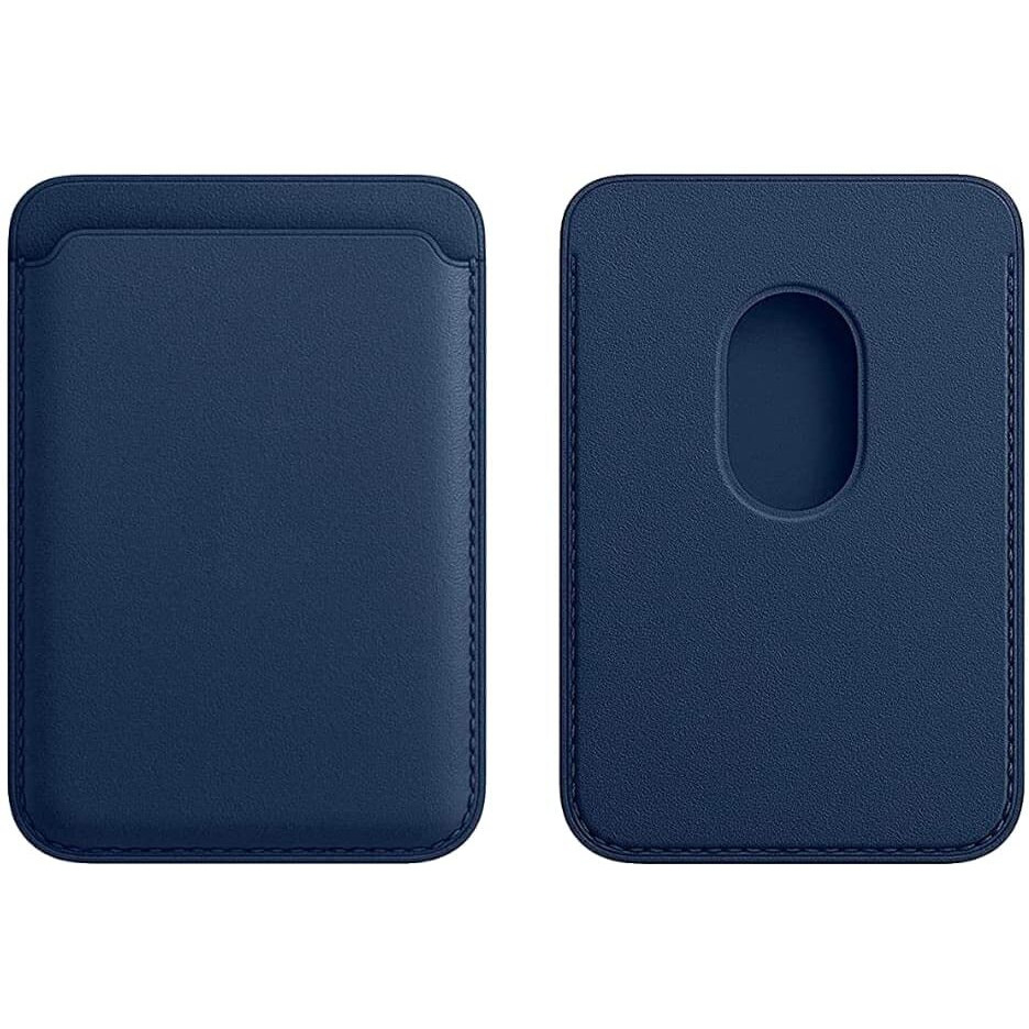 Captese Faux Leather Unisex Magsafe Wallet Pouch, Magnetic Credit/Debit Card Holder With Rfid Blocking For Iphone 14/13 / 12 Series (Navy Blue)