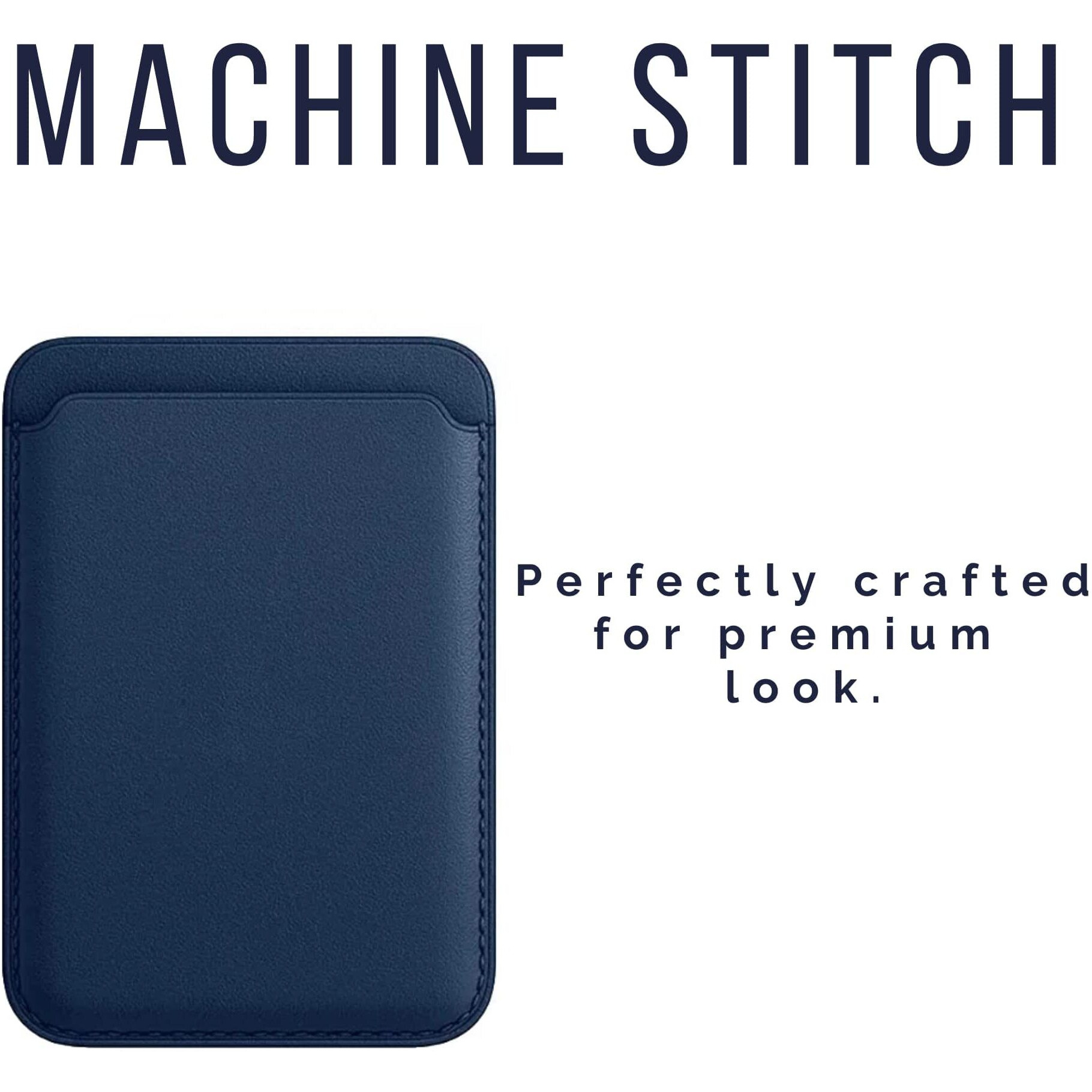 Captese Faux Leather Unisex Magsafe Wallet Pouch, Magnetic Credit/Debit Card Holder With Rfid Blocking For Iphone 14/13 / 12 Series (Navy Blue)