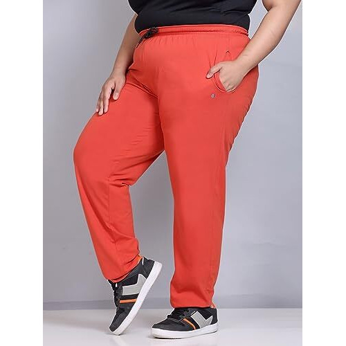 Cupid Women Regular Fit Cotton Solid Comfortable Track Pant, Lower, Trouser, Joggers, Lounge N Daily Gym Wear For Ladies_Tangy Orange_L