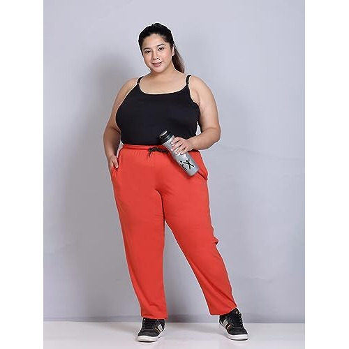 Cupid Women Regular Fit Cotton Solid Comfortable Track Pant, Lower, Trouser, Joggers, Lounge N Daily Gym Wear For Ladies_Tangy Orange_L