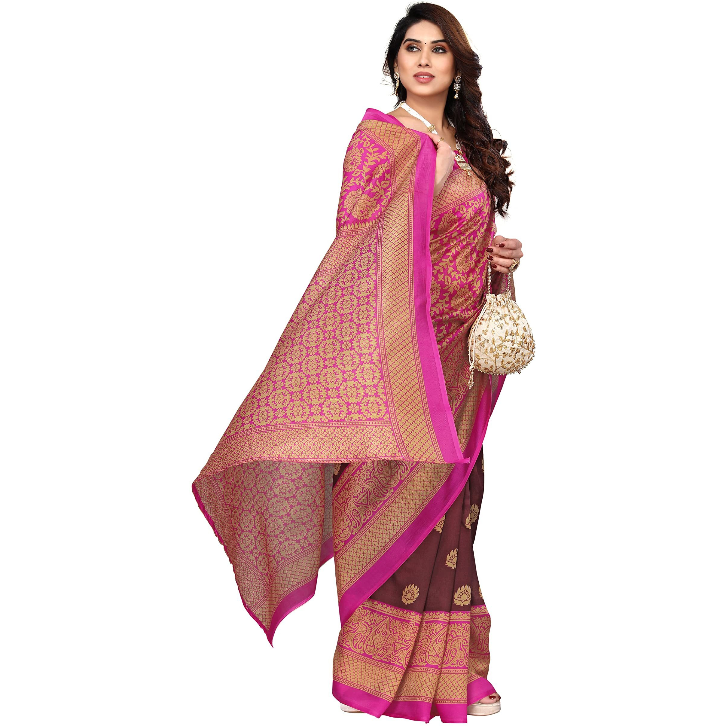 Yashika Women Venkatagiri Printed Art Silk With Blouse Piece Saree (Sdpl-Metro Purple_Free Size)