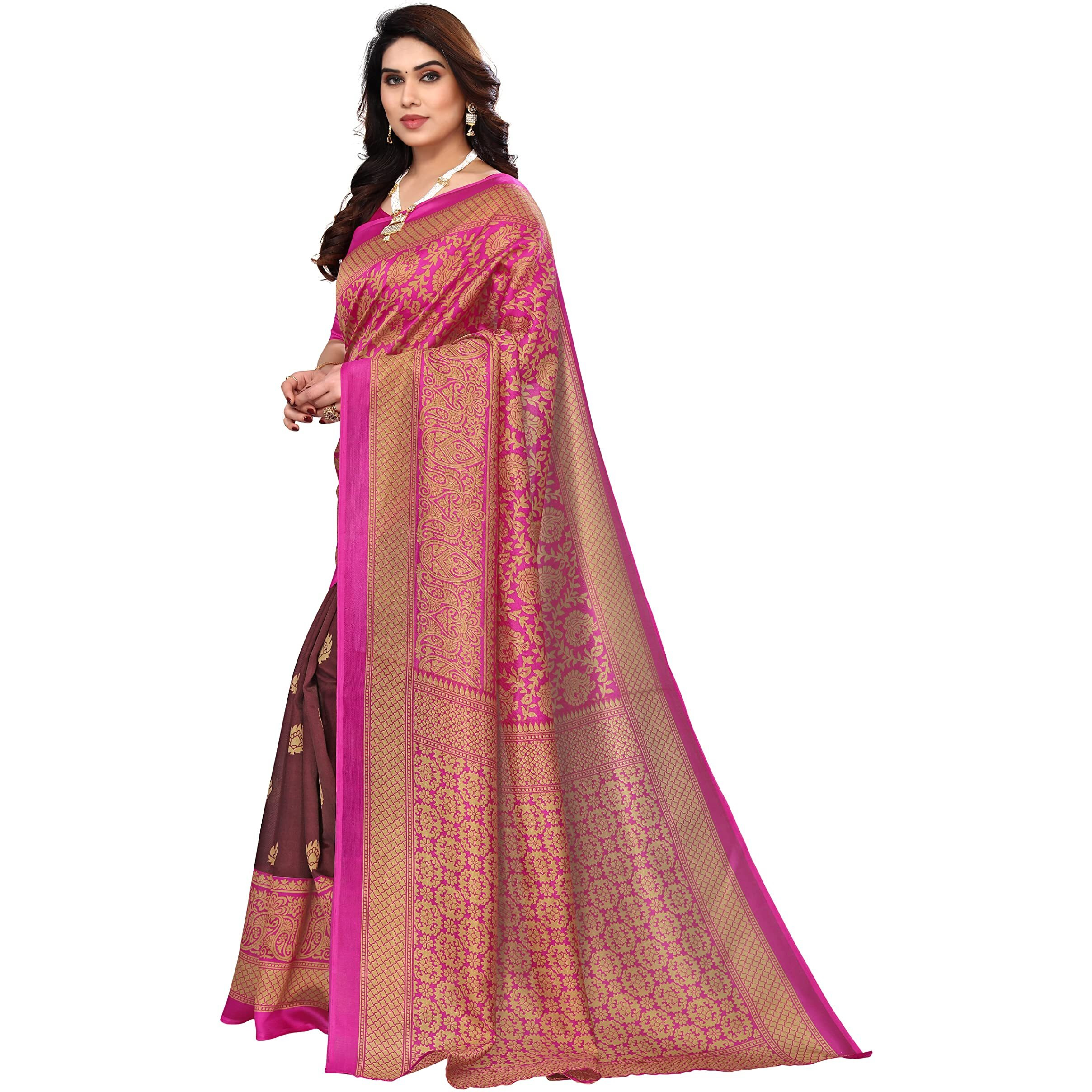 Yashika Women Venkatagiri Printed Art Silk With Blouse Piece Saree (Sdpl-Metro Purple_Free Size)