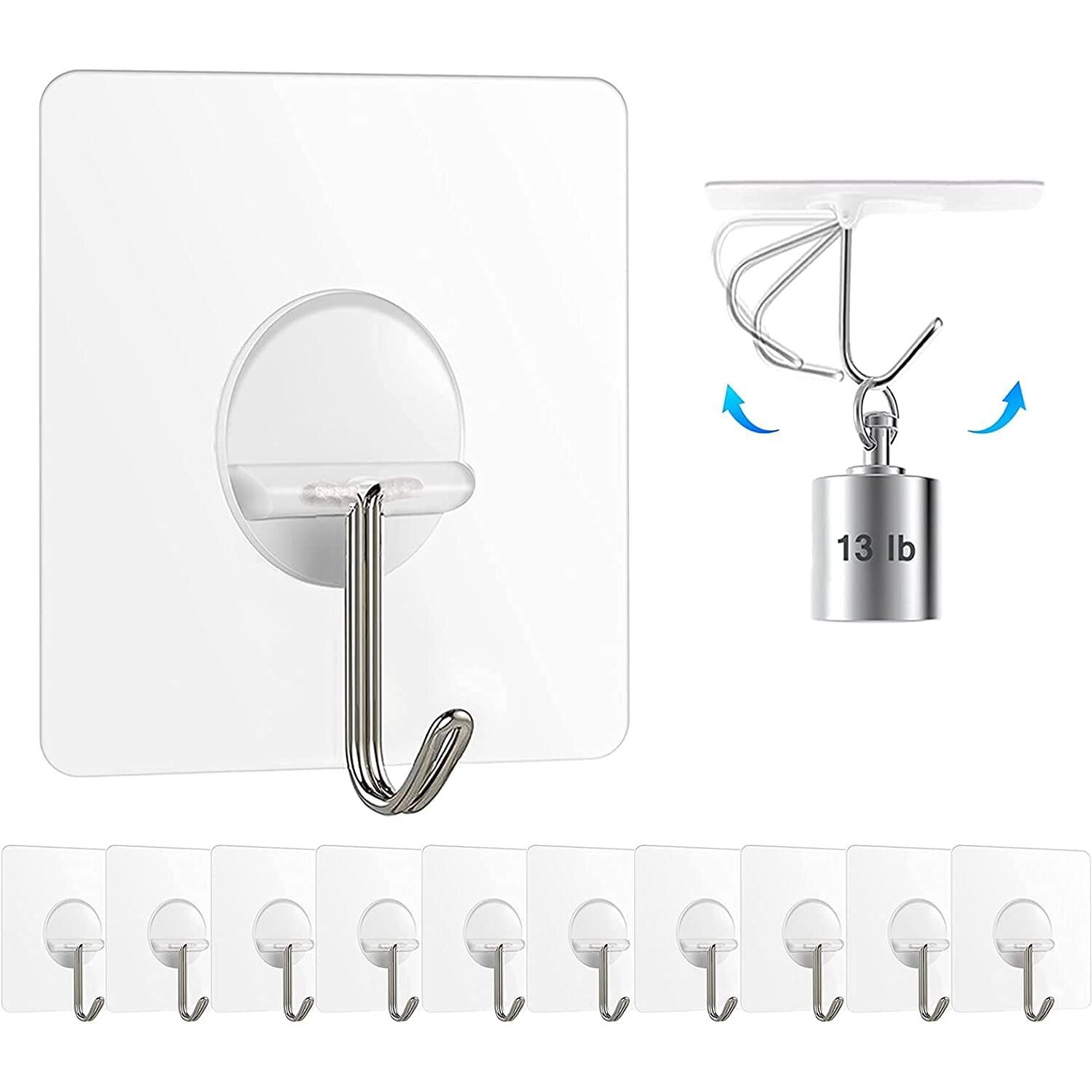 Chillyfit Polyvinyl Chloride Wall Hooks For Hanging Strong, 5 Pack Adhesive Hooks For Wall Heavy Duty, Self Adhesive Hook, Wall Hangings, Kitchen Accessories Items, Clothes Hanging, Transparent