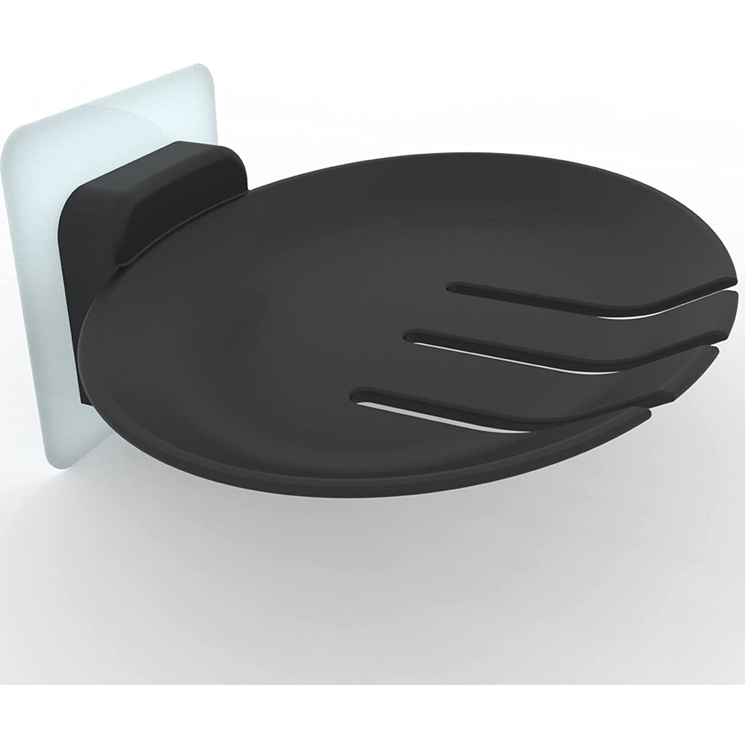 Virth 1Pcs Plastic Wall Mounted Soap Dish Adhesive Sponge Holder No-Drilling Soap Holder Stand For Shower, Bathroom And Kitchen (Black Soap Dish, 1)