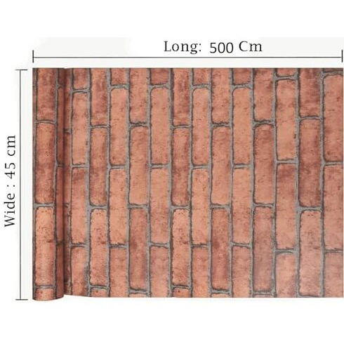 Vaidika Wall Paper For Wall Decor Waterproof Kitchen Countertop Paper Pvc Wallpaper For Kitchen And Home Furniture Dcor (5 M Red Brick Xoxo)