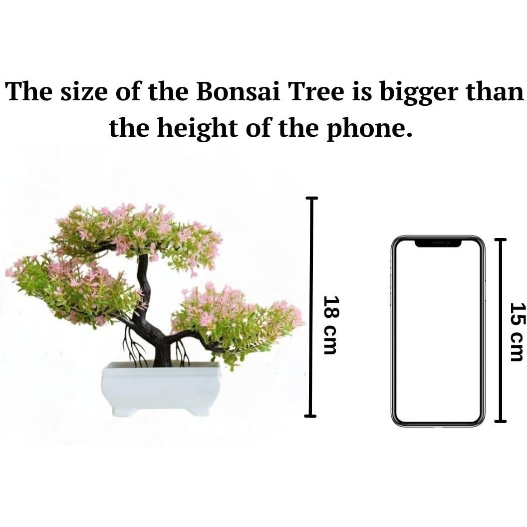 Satyam Kraft 1 Pc Artificial Bonsai Flower Tree With Designer Pot  Perfect For Home Dcor, Living Room Table Decoration, Room & Wedding Craft Items (Pack Of 1)