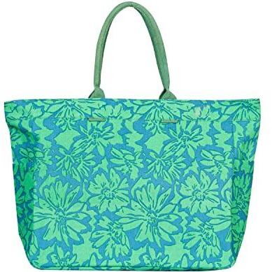 Aqva Stripe Printed Tote Bag For Women | Ladies Casual Handbag For Shopping, Travel With Top & Inner Zip Pocket | Versatile Trendy Handbag For College Girls (Phool Seagreen)