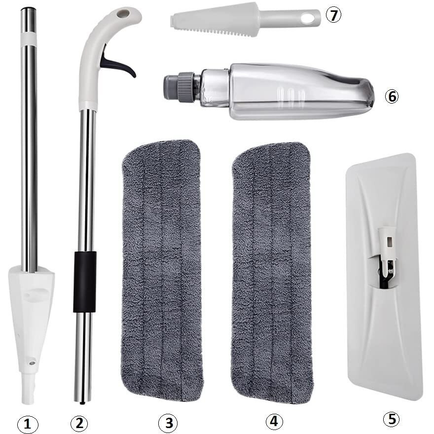 Brogbus Spray Mop Set With Microfiber Washable Pad, Best 360 Degree Easy Floor Cleaning For Home & Office, Aluminum
