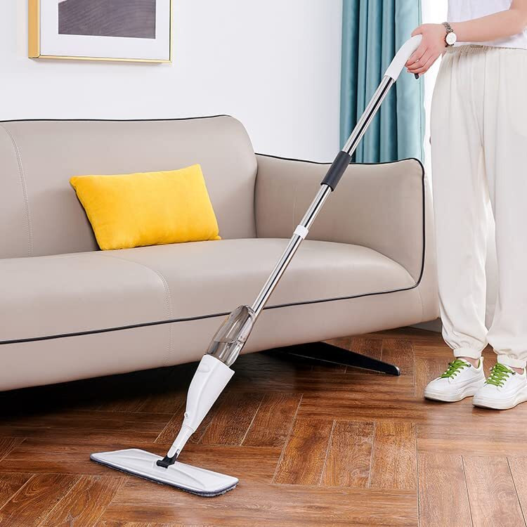 Brogbus Spray Mop Set With Microfiber Washable Pad, Best 360 Degree Easy Floor Cleaning For Home & Office, Aluminum