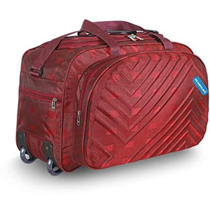 M Medler Zypher Nylon 55 Litres Waterproof Strolley Duffle Bag- 2 Wheels - Luggage Bag - (Red)