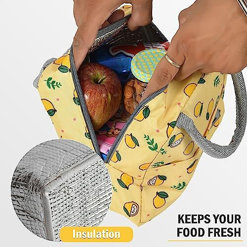 Yellow Weaves Insulated Travel Lunch/Tiffin/Storage Bag For Office, College & School Polyester, Regular Size, (Lemon Yellow), 0.5 Litres