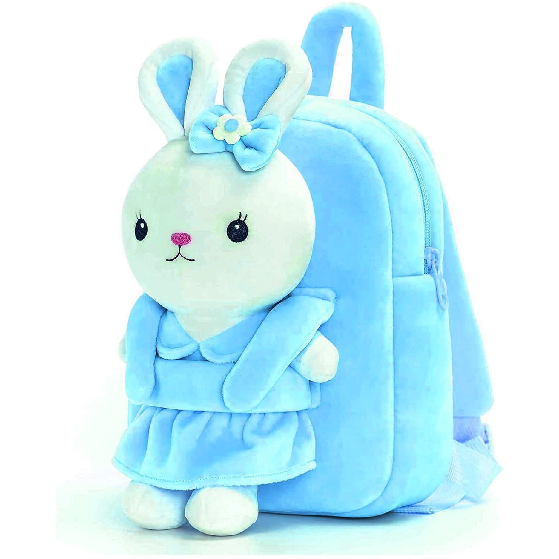Frantic Kids Soft Animal Cartoon Travelling School Bag Soft Plush Backpacks Boys Girls Baby For 2 To 5 Years Baby/Boys/Girls Nursery, Preschool, Picnic (Fullbodyskyrabbit)