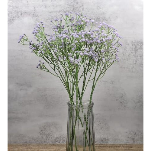 Satyam Kraft 5 Pcs Babys Breath Flowers Artificial Gypsophila Bouquets, Home Decor, Bedroom, Garden, Balcony, Living Room, Wedding, Valentines Day Decoration(Without Vase)(15 Cm X 36Cm)(Purple)