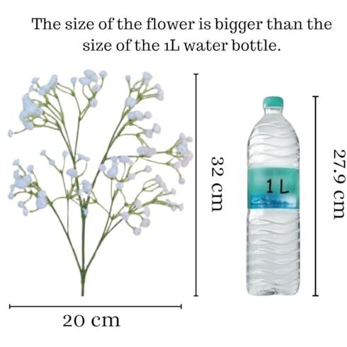 Satyam Kraft 5 Pcs Babys Breath Flowers Artificial Gypsophila Bouquets, Home Decor, Bedroom, Garden, Balcony, Living Room, Wedding, Valentines Day Decoration(Without Vase)(15 Cm X 36Cm)(Purple)