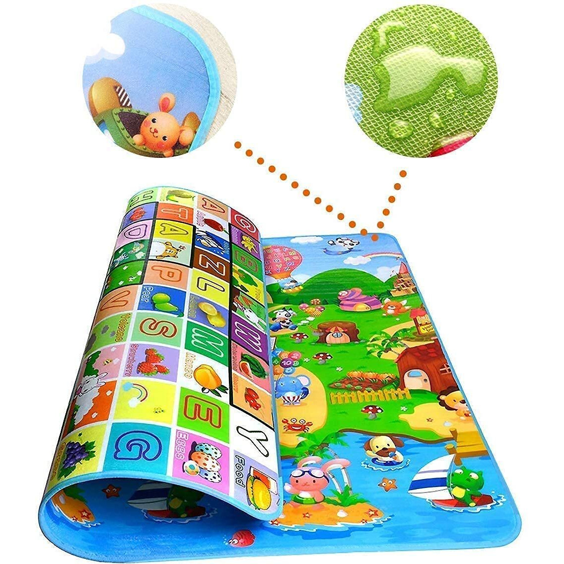 Palak Play Mat Baby Double Sided Waterproof Baby Mat Carpet Crawl Play Mat Kids Infant Crawling Play Mat Carpet Baby Gym Water Resistant Baby Play & Crawl Mat(Large-6 Feet X 4 Feet) (Kids Large Mat)