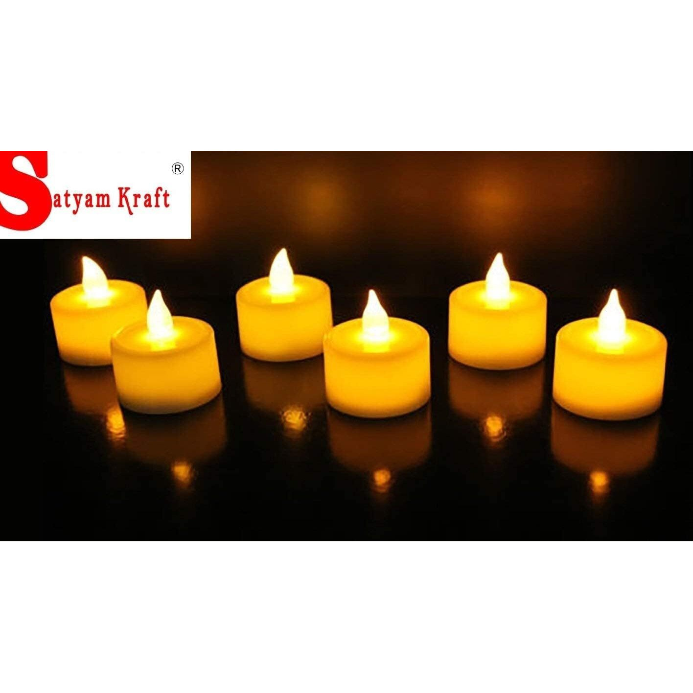 Satyam Kraft 36 Pcs Led Tea Light Candles | Flameless & Smokeless | Decorative Acrylic Design | Home Dcor, Gifting, Festival, Anniversary, Birthday & Wedding, Valentine's Day Decoration (Yellow)