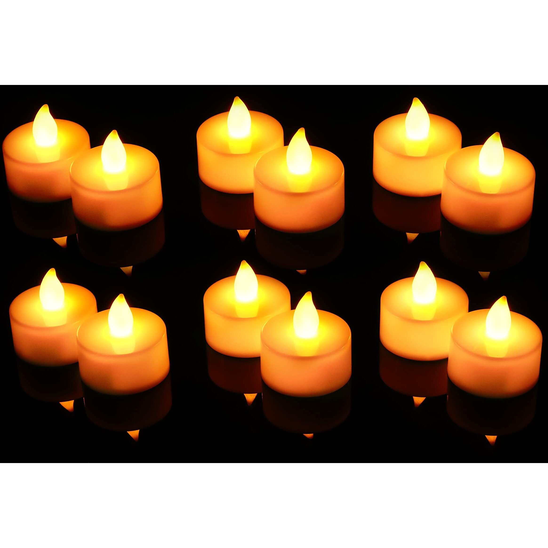 Satyam Kraft 36 Pcs Led Tea Light Candles | Flameless & Smokeless | Decorative Acrylic Design | Home Dcor, Gifting, Festival, Anniversary, Birthday & Wedding, Valentine's Day Decoration (Yellow)