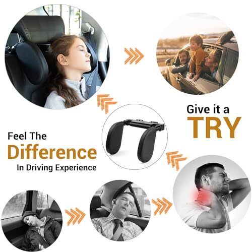 Brogbus Car Headrest Pillow,Thickened Memory Foam Road Pal Headrest,Neck Support Pillow,180 Adjustable Car Headrest, U- Shaped Design,Travel Car Sleeping,Suitable For Kids And Adults (Black)