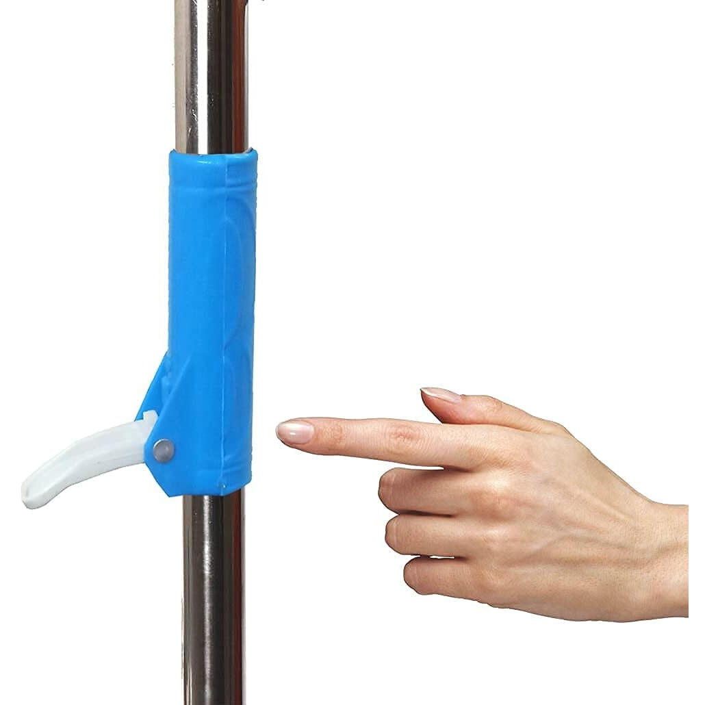 Lotspek Metal Spin Mop Stick Rod Only Without Bucket With 1 Microfiber Refill | Standing Magic Pocha With Easy Grip Handle For Floor Cleaning Supplies Product For Home, Office (Spin Mop Rod Set) Blue