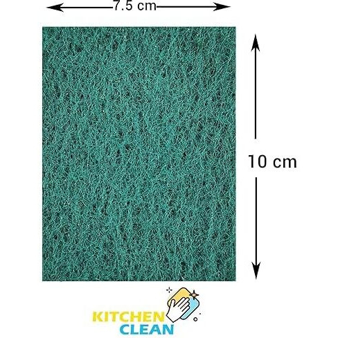 Kitchen Clean  8 Pcs Scrub Pads | Dish Wash Juna Scrubber Clean Shine Brite Utensils Scrub Pads - Green, Pack Of 8 Pcs (Small 6Pcs + Large 2Pcs)