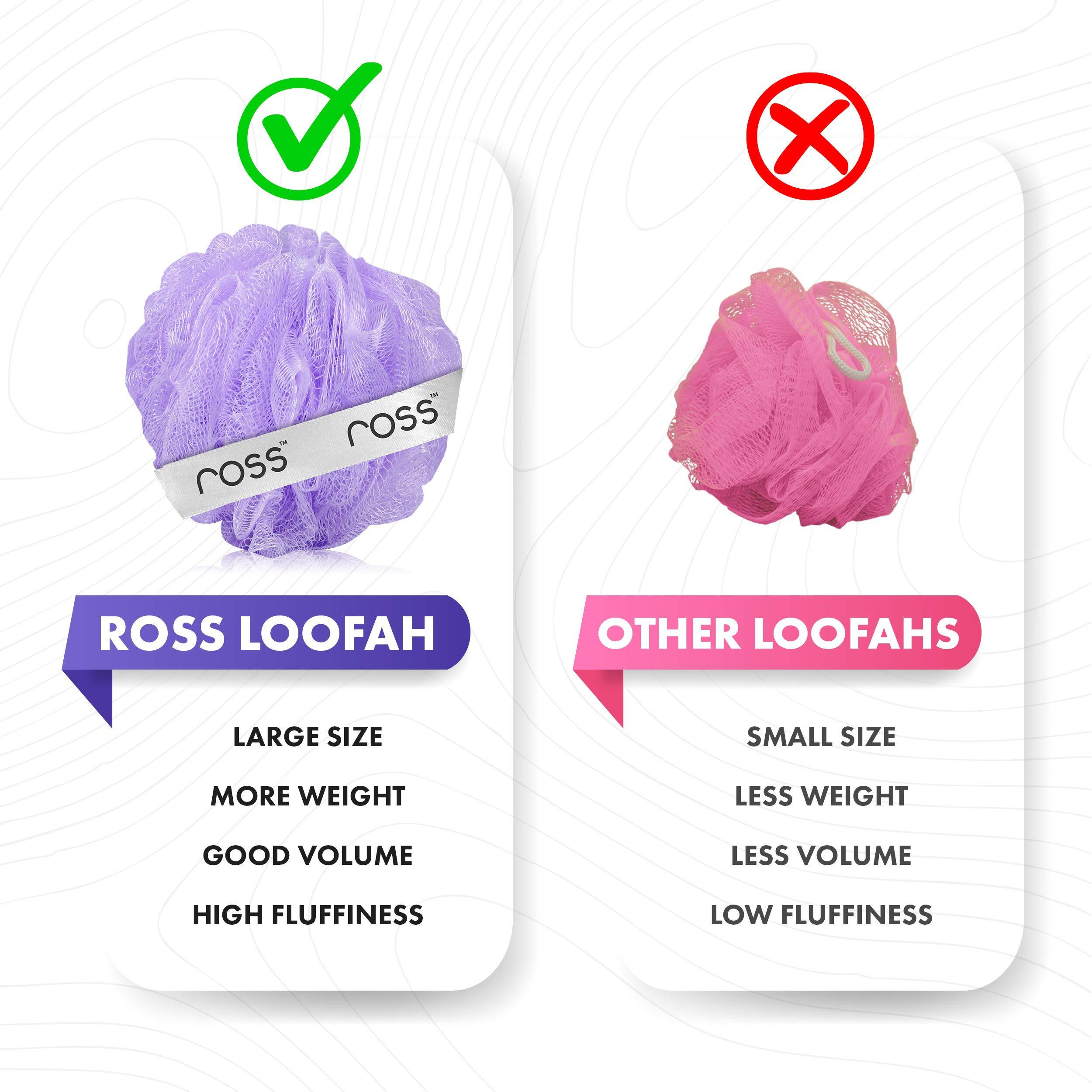 Ross Large Bath Loofah Sponge Scrubber Exfoliator For High Lather Cleansing (Purple And Yellow)
