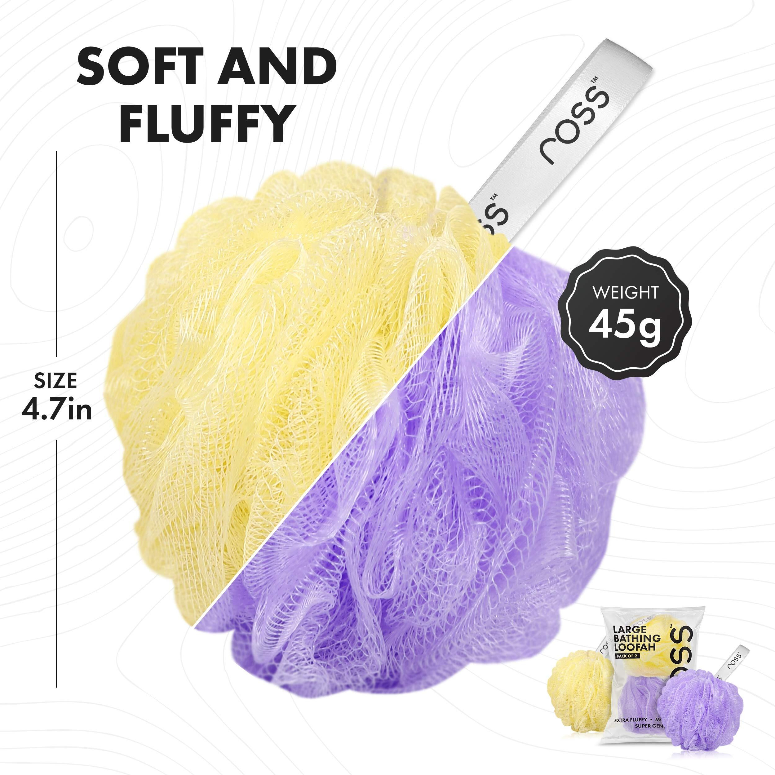 Ross Large Bath Loofah Sponge Scrubber Exfoliator For High Lather Cleansing (Purple And Yellow)