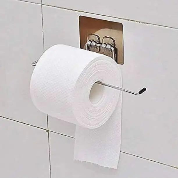 Justone Choice Toilet Paper Holder Tissue Roll Paper Towel Holder Stainless Steel Washable Stick Hook Rack Bathroom Storage Accessories Wall Mounted Pack Of 1