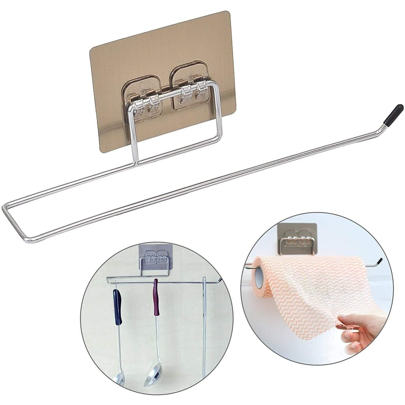 Justone Choice Toilet Paper Holder Tissue Roll Paper Towel Holder Stainless Steel Washable Stick Hook Rack Bathroom Storage Accessories Wall Mounted Pack Of 1