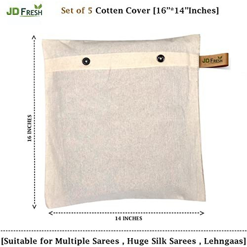 Jd Fresh 2 Peices Saree Storage Bags Wardrobe Organizer For Storage | Saree Bag For Clothes Storage | Cloth Storage Cover 2 Peices (16X14 Inches)
