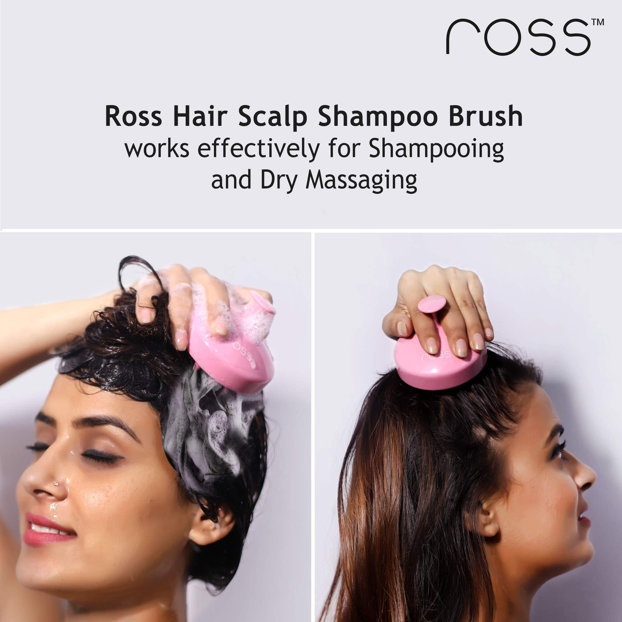Ross Hair Scalp Massager Shampoo Brush With Soft Silicone Bristles Manual Head Massager, Pink
