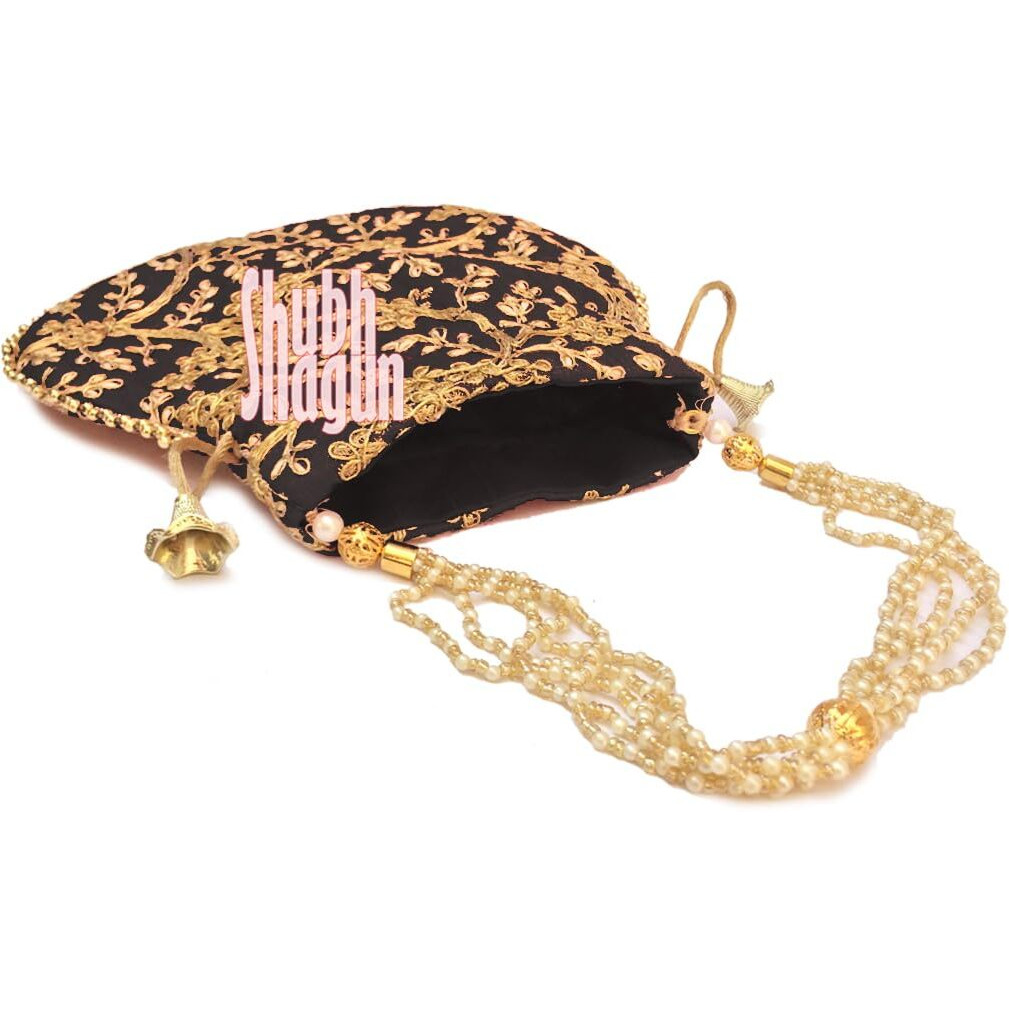 Shubh Shagun Women's Potli (Black)