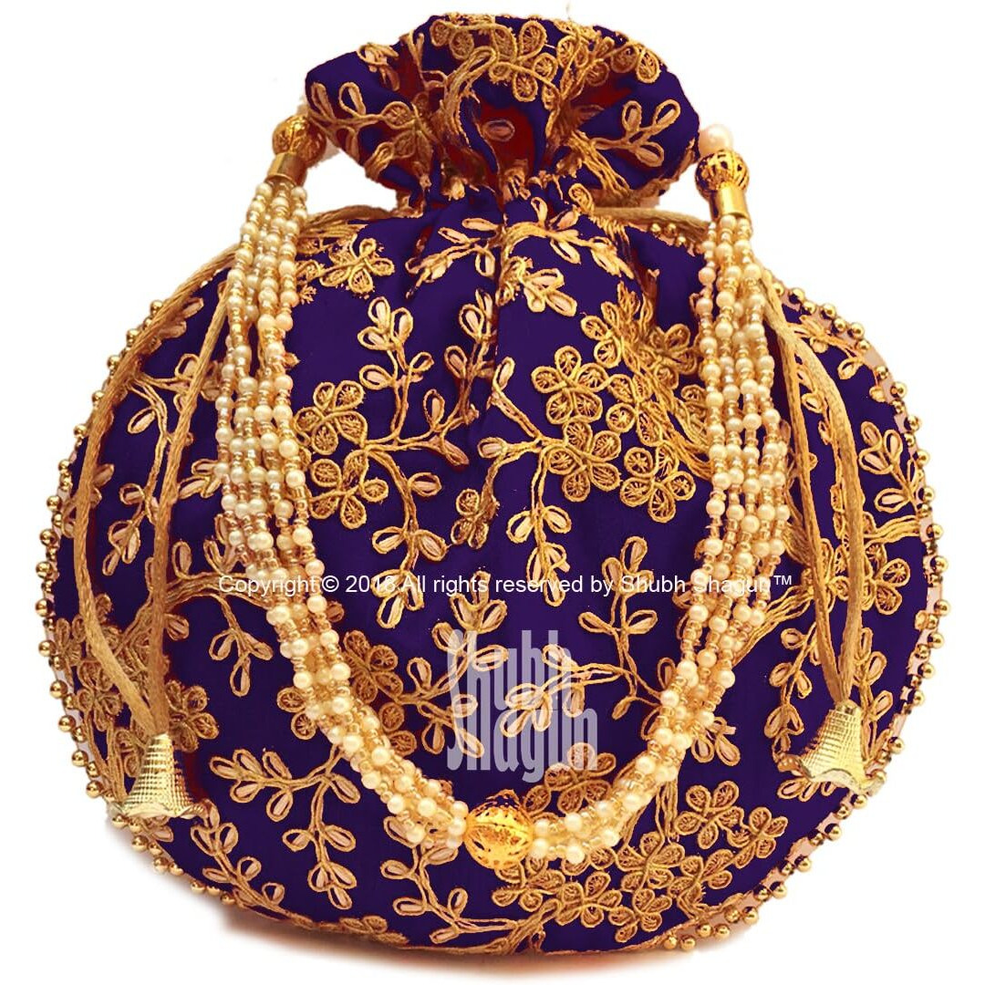 Shubh Shagun Womens Potli Bag , Navy Blue New